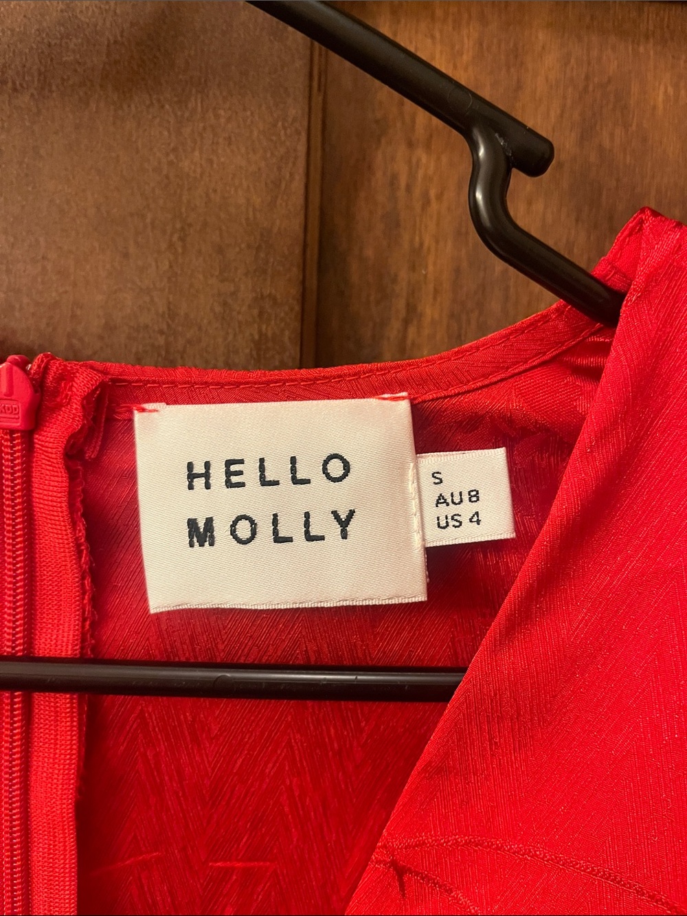 Hello Molly Vibrant Red Satin V-Neck Long Sleeve Mini Dress - Picture 2 of 3